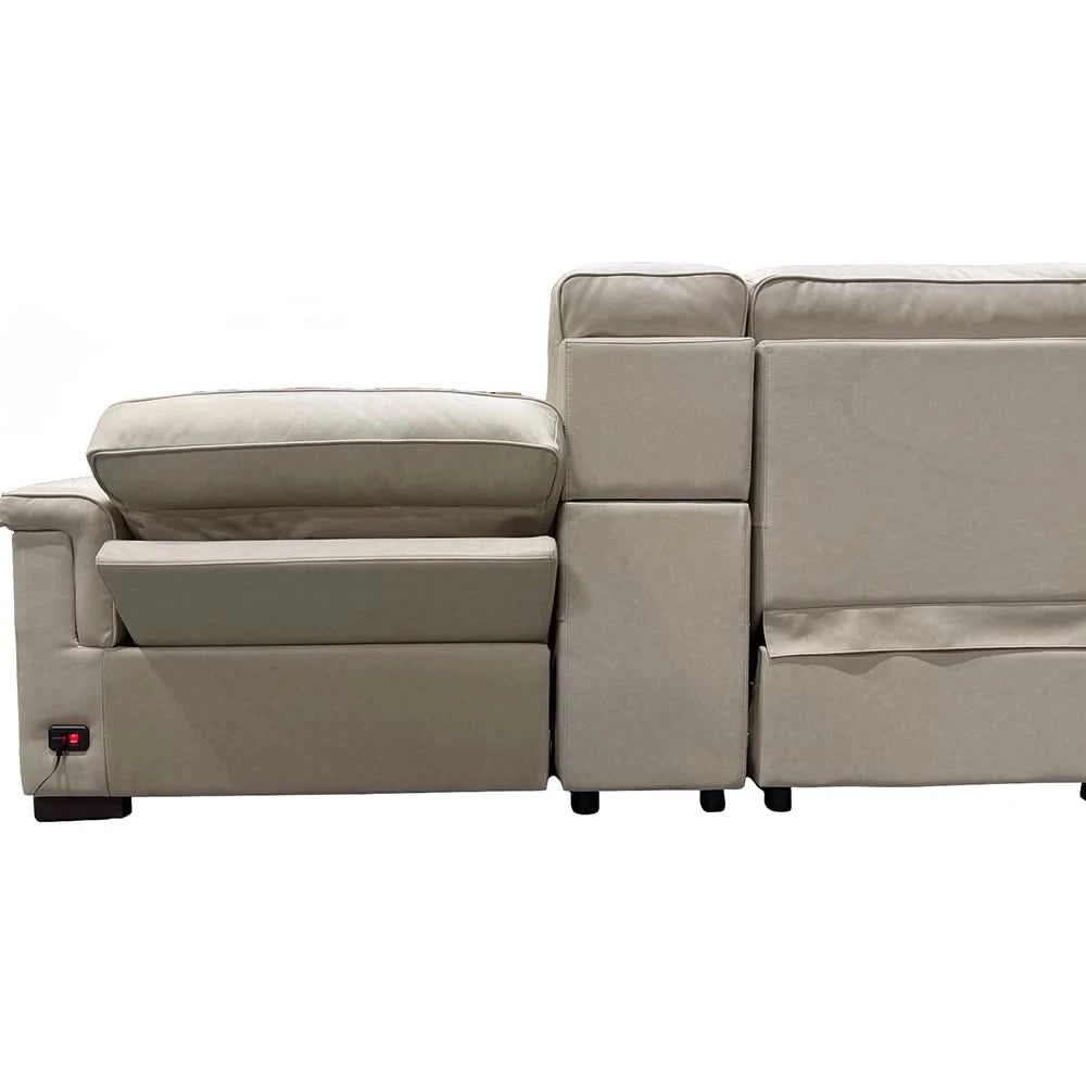 Syracuse Grey 5PC Leather Power Reclining Sectional with Console & Deep Comfort Seating