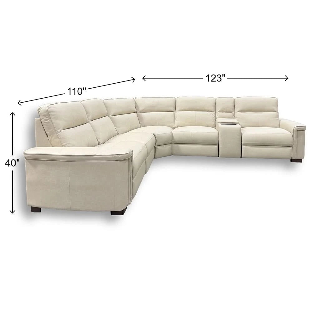 Syracuse Grey 5PC Leather Power Reclining Sectional with Console & Deep Comfort Seating