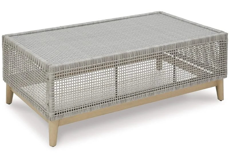 Seton Creek Contemporary Outdoor All Weather Wicker Aluminum Cocktail Table with Tempered Glass Top