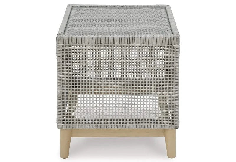 Seton Creek Contemporary Outdoor All Weather Wicker Aluminum Cocktail Set Includes Cocktail Table and 2 End Tables