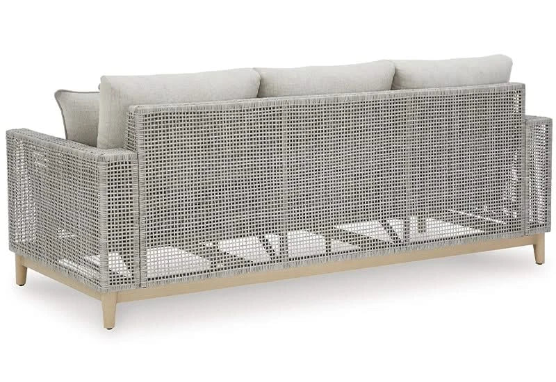 Seton Creek Contemporary Outdoor All Weather Sofa with Cushions and Throw Pillows