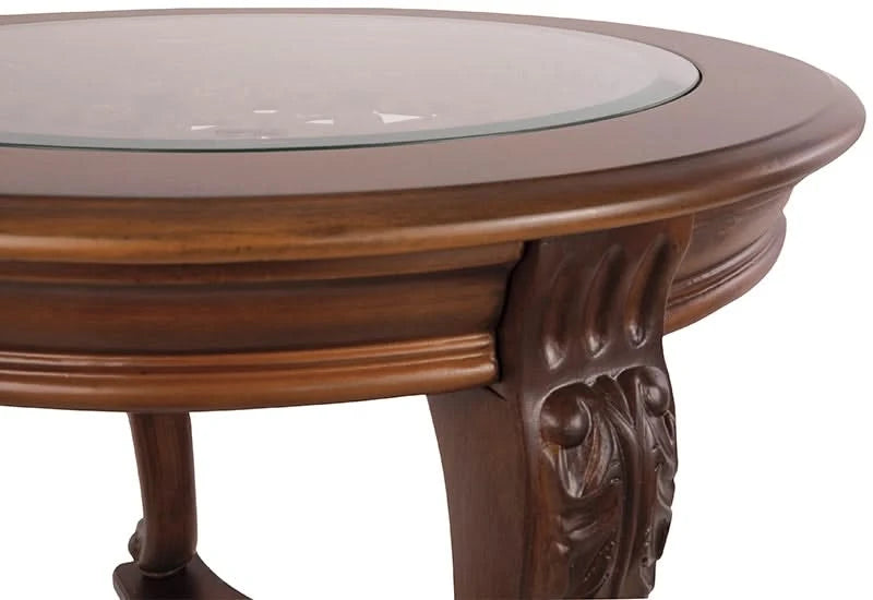 Skye Brown Traditional Round End Table