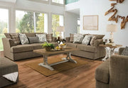 Sophie Taupe Sofa & Loveseat Set with Reversible Cushions and Designer Pillows