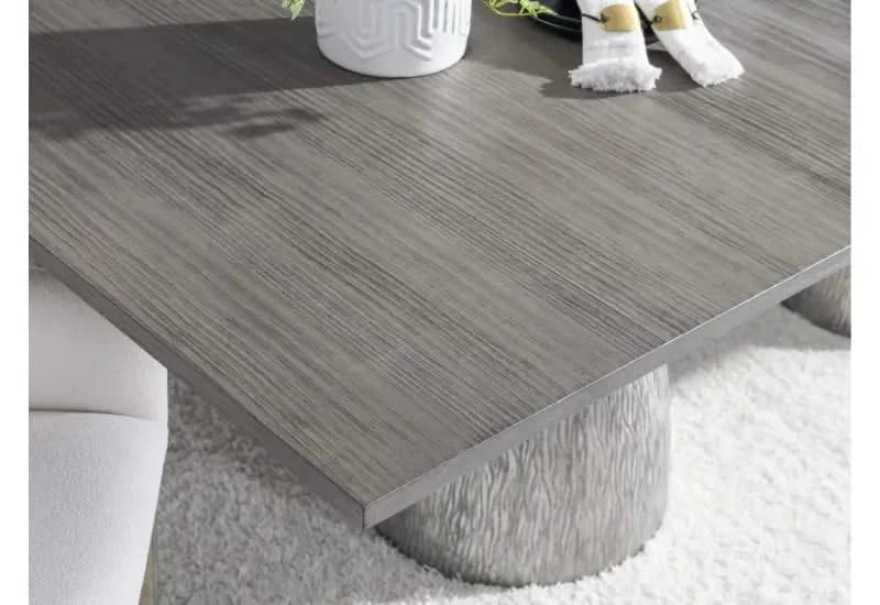 Terra Luna Gray Contemporary 7 Piece Dining Set with 98 Inch Extendable Table and Upholstered Chairs