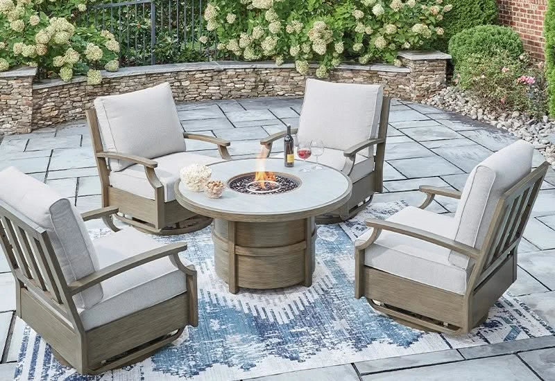 Texas Ranch Outdoor All Weather Round Fire Pit Table