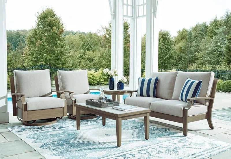 Texas Ranch Outdoor All Weather Loveseat with Cushions and Throw Pillows