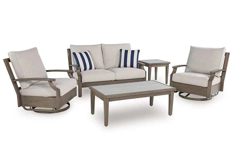 Texas Ranch Outdoor All Weather Loveseat with Cushions and Throw Pillows