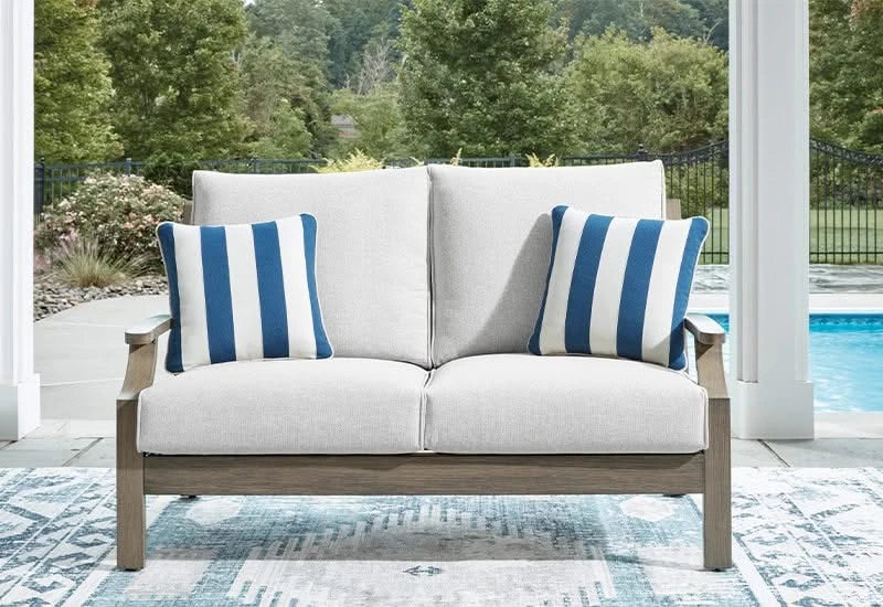 Texas Ranch Outdoor All Weather Sofa and Loveseat with Cushions and Throw Pillows