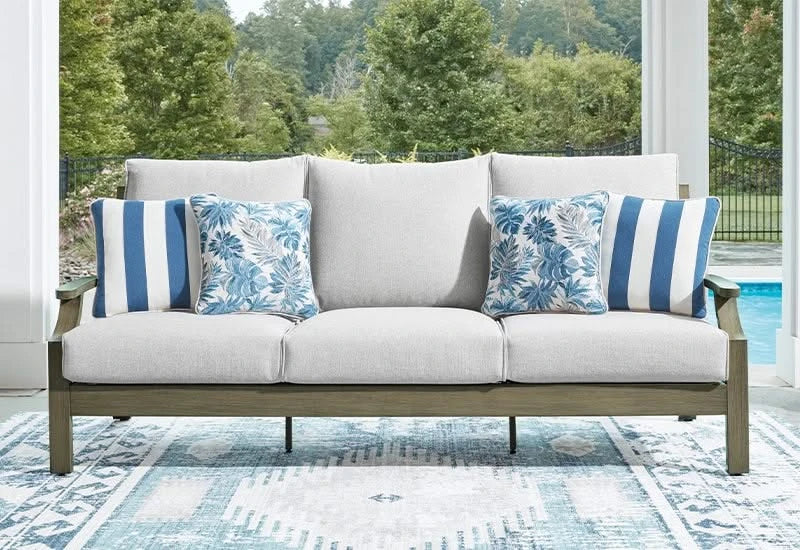 Texas Ranch Outdoor All Weather Sofa and Loveseat with Cushions and Throw Pillows