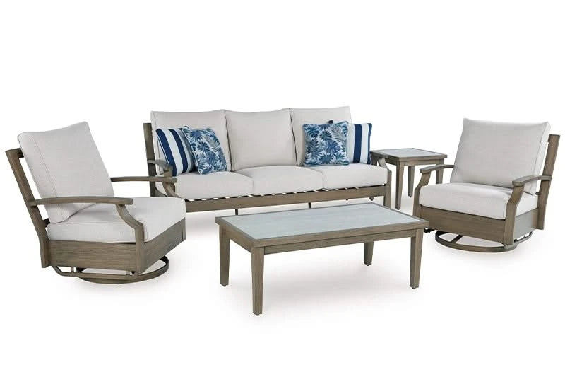 Texas Ranch Outdoor All Weather Sofa with Cushions and Throw Pillows