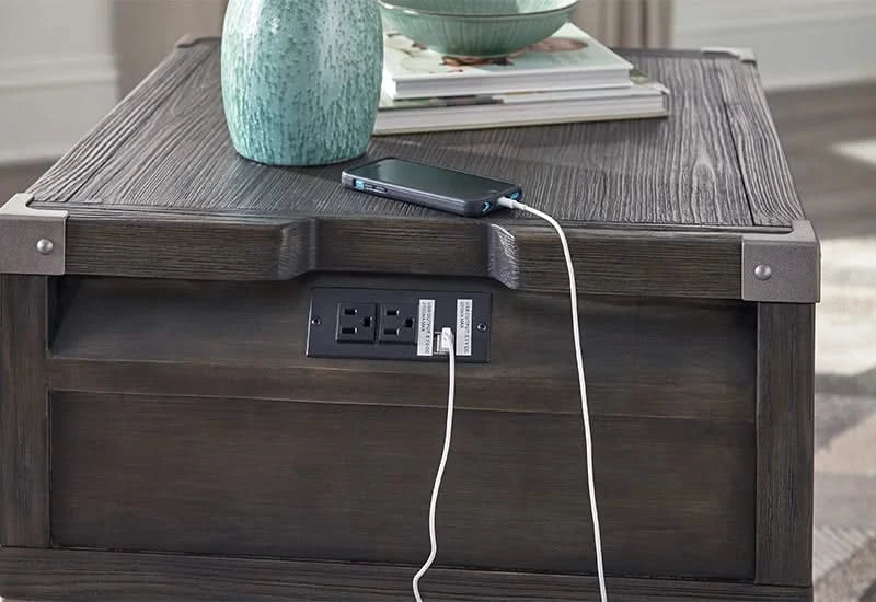 Toldeo Gray Modern Rustic Lift Top Coffee Table