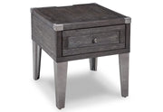 Toldeo Gray Modern Rustic Rectangular End Table with USB Ports and Outlets