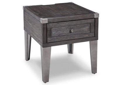 Toldeo Gray Modern Rustic Rectangular End Table with USB Ports and Outlets