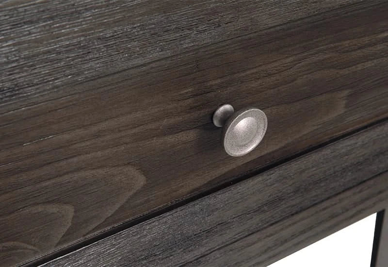 Toldeo Gray Modern Rustic Rectangular End Table with USB Ports and Outlets