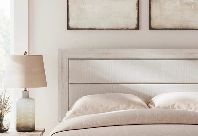 Urus White Rustic Farmhouse 5 PC Bedroom Set Includes Bed (Headboard, Footboard and Rails), Dresser and Mirror