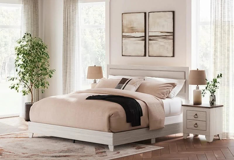 Urus White Rustic Farmhouse Bed Includes Headboard, Footboard and Rails