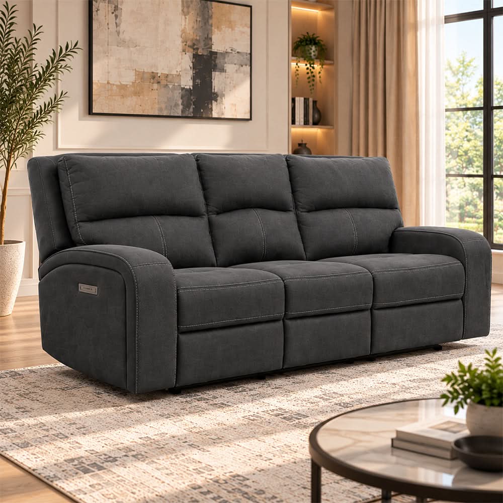 Vaquaro Slate Power Reclining Sofa & Loveseat Set
