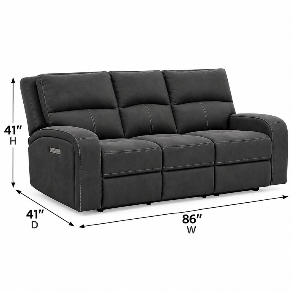 Vaquaro Slate Power Reclining Sofa & Loveseat Set