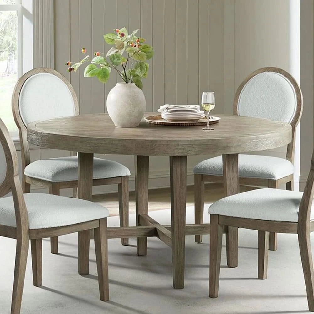 Versailles Grey Oak Round Dining Table with Modern Design
