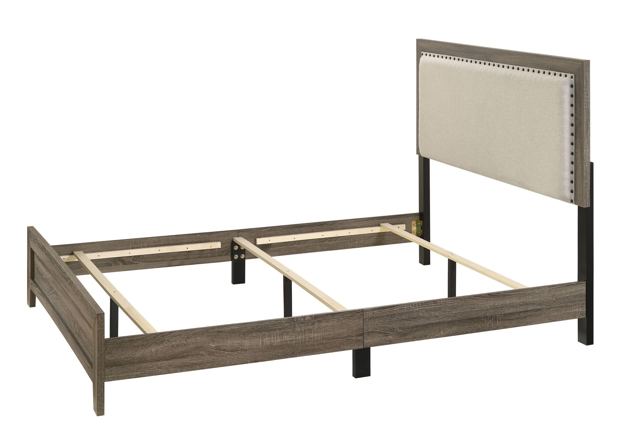 Millie - Full 4 Piece Upholstered Bedroom Set - Warm Gray