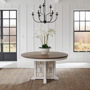 River Place - Pedestal Table - Riverstone White & Tobacco