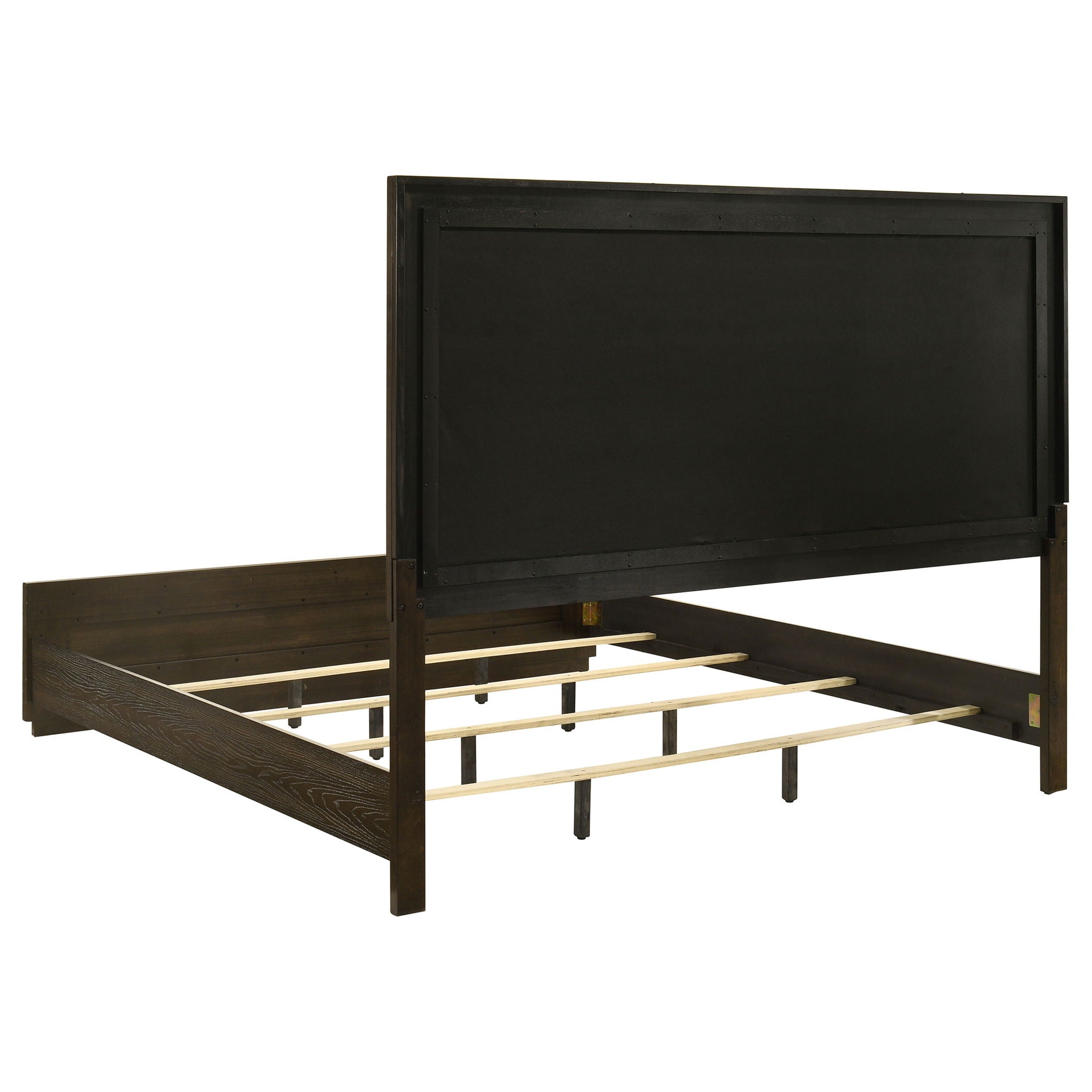 Atlas 63-inch California King Upholstered Panel Bed Grey and Dark Oak