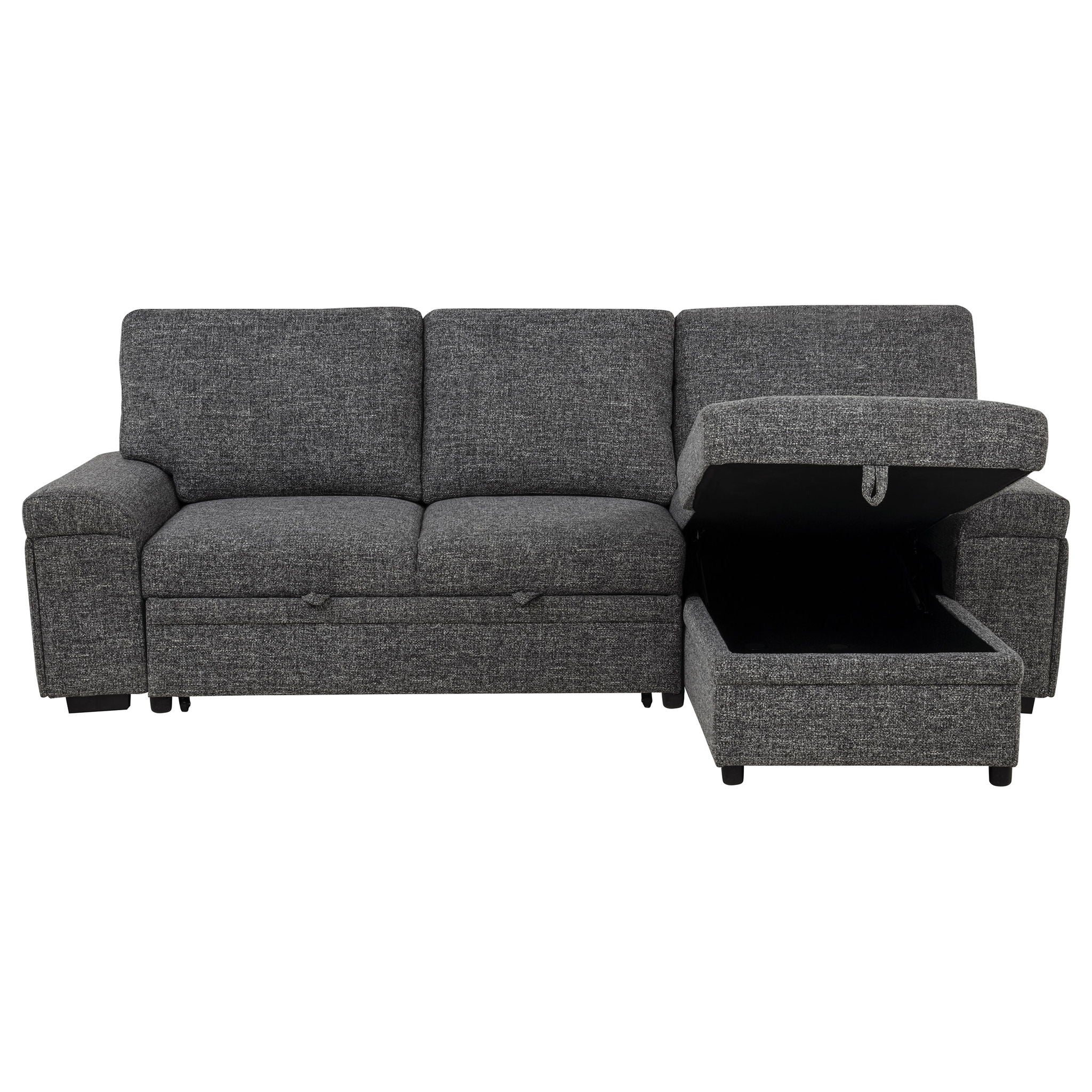 Demko Sleeper Sectional Sofa with Speaker and Storage Chaise Granite