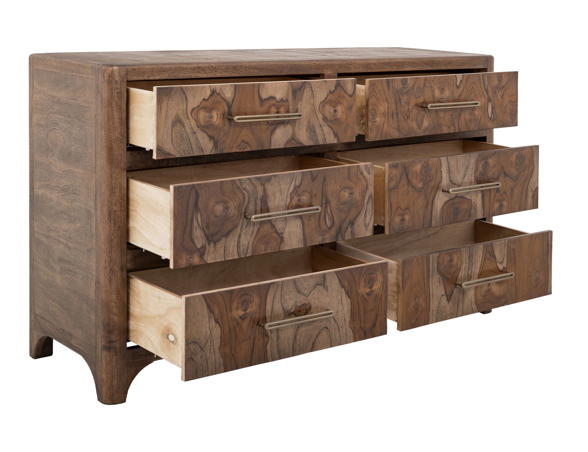Praga - 6-Drawer Dresser - Almond / Barrel Brown