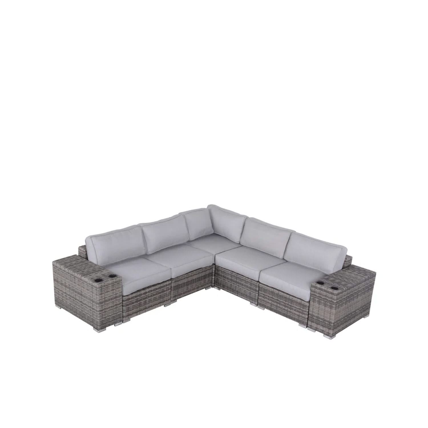 Modern Rattan Wicker Seating Group With Cushions