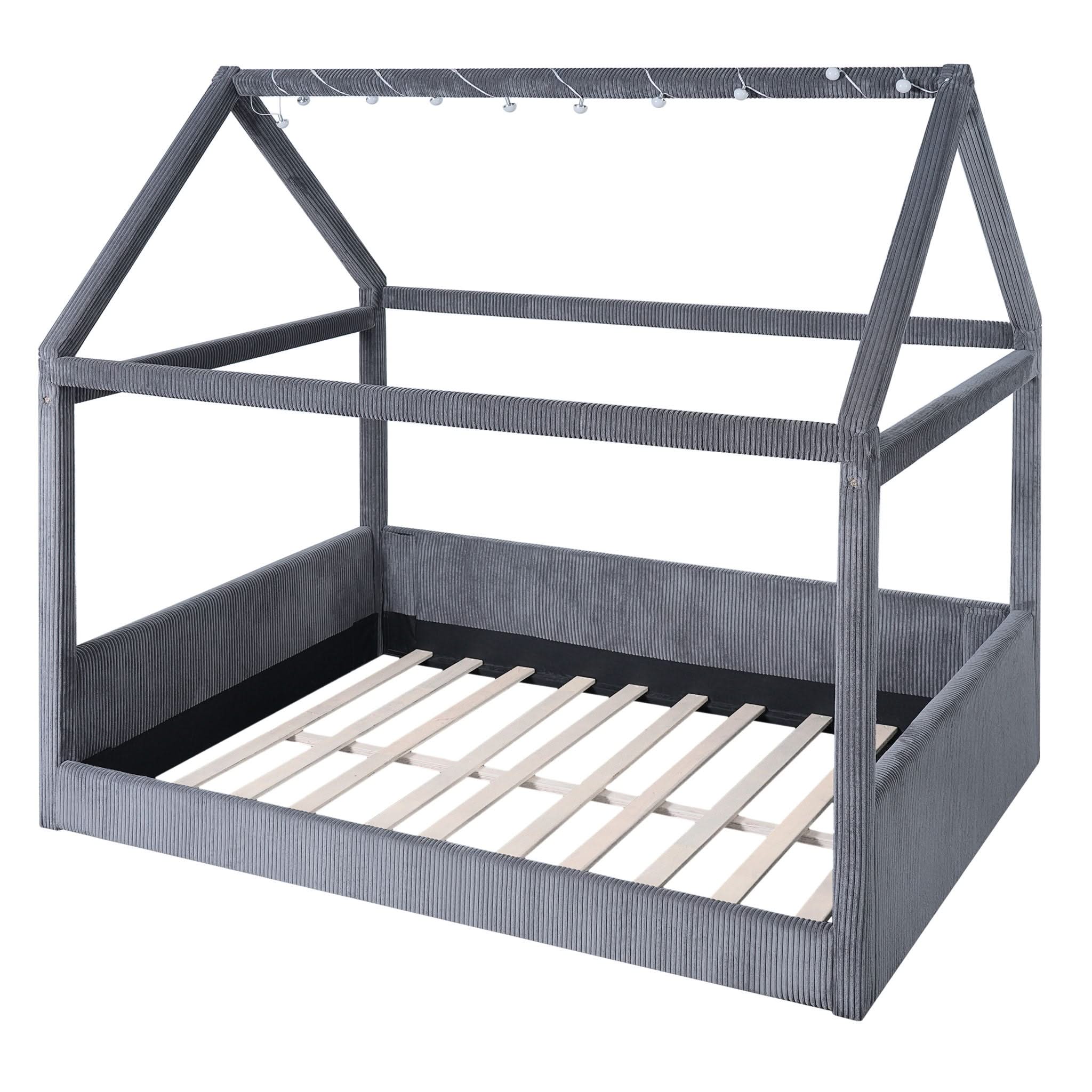 Upholstered House Style Daybed With LED Light Strips