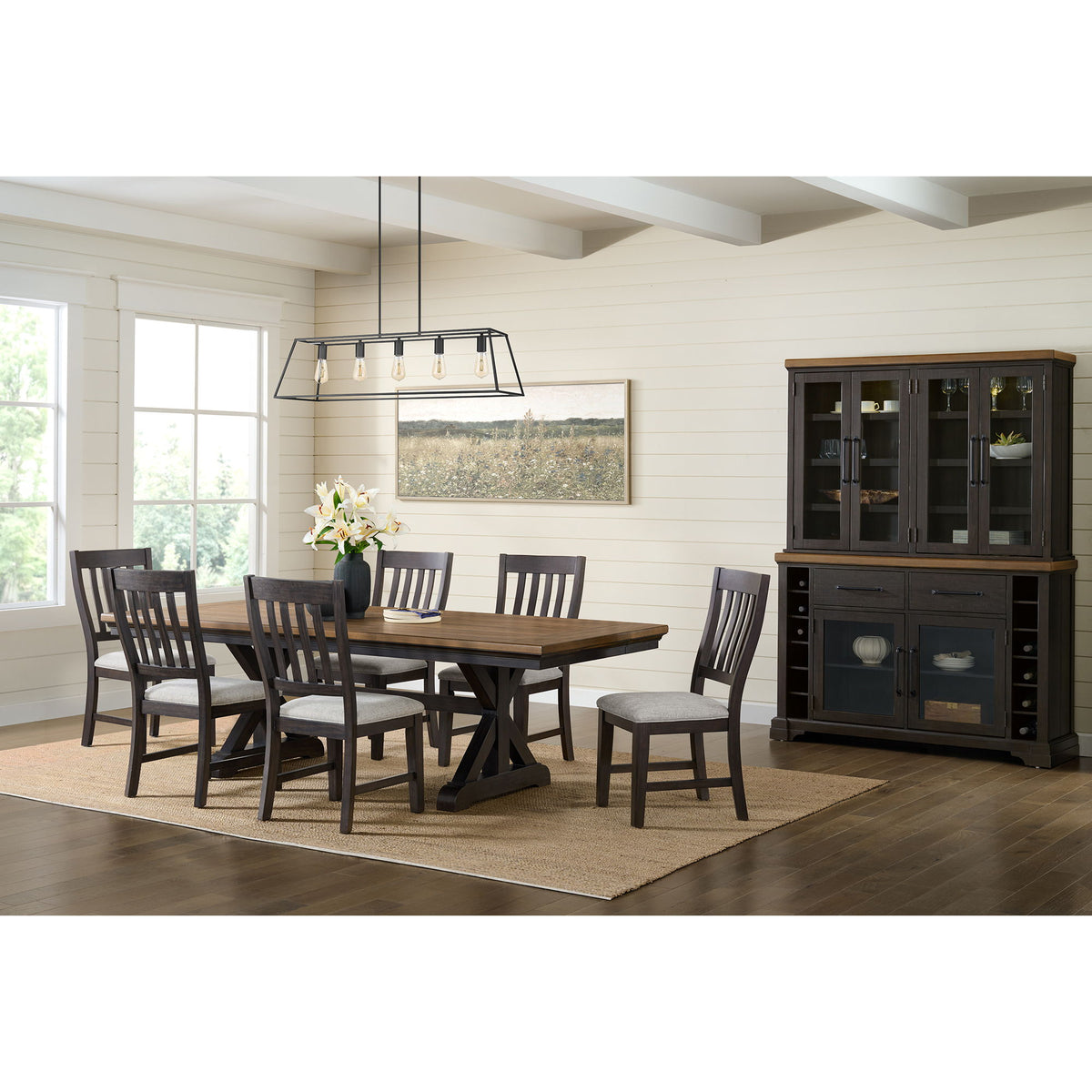 Montrose - Fabric Dining Side Chair (Set of 2) - Espresso / Light Gray