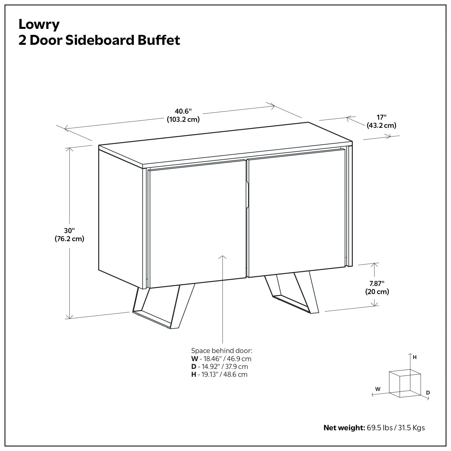 Lowry - 2 Door Sideboard Buffet - Brown