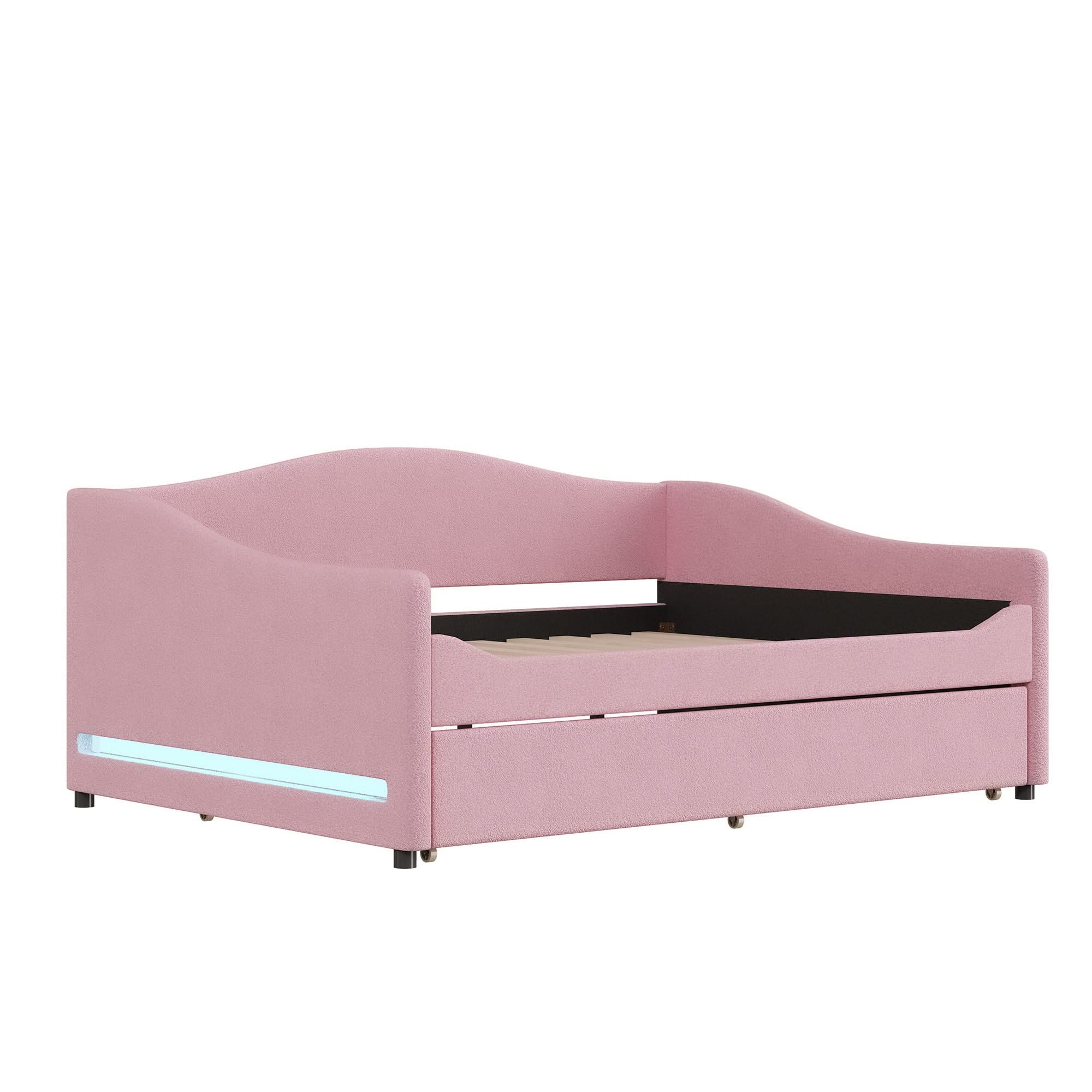 Upholstered Daybed With Light And Trundle