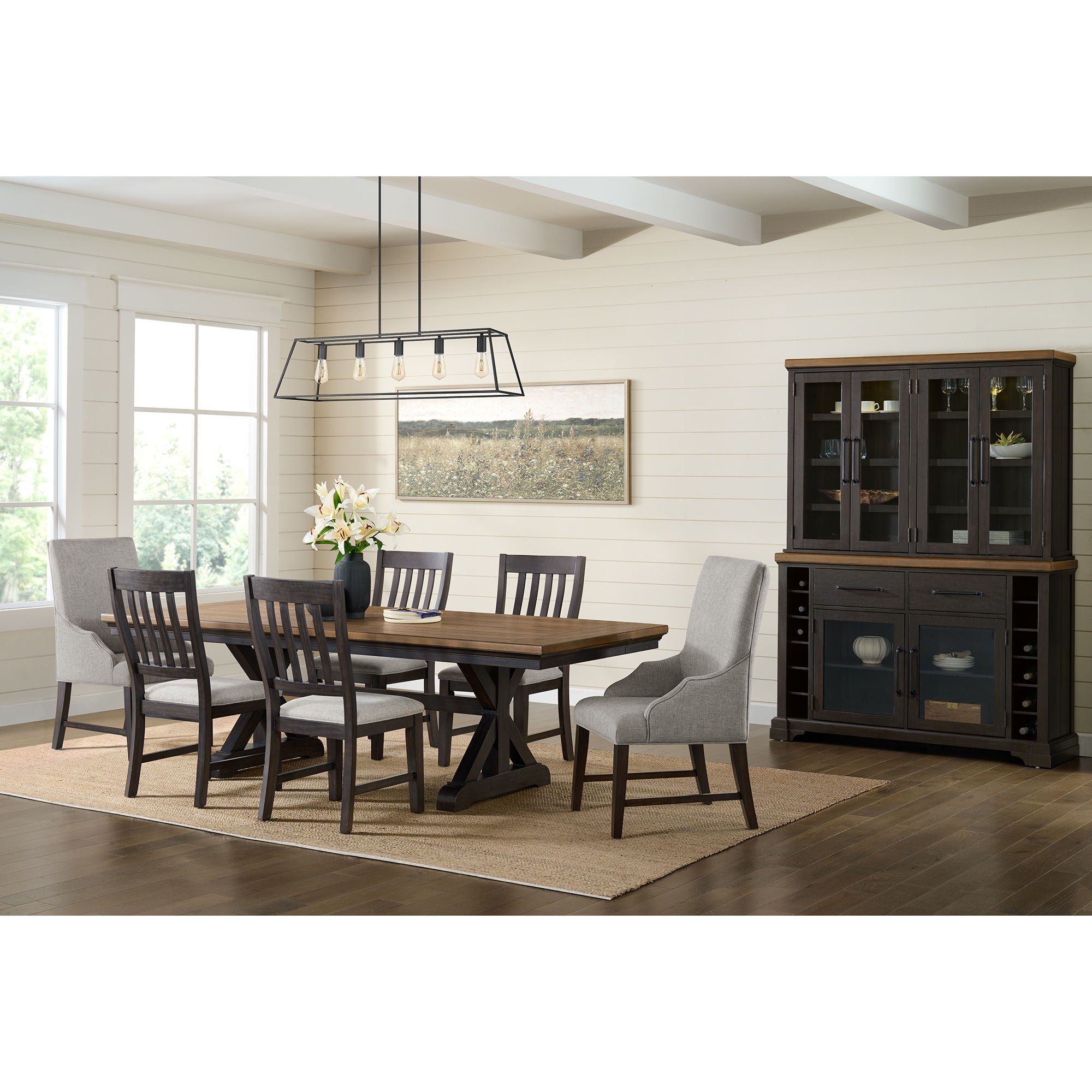 Montrose - Fabric Dining Side Chair (Set of 2) - Espresso / Light Gray