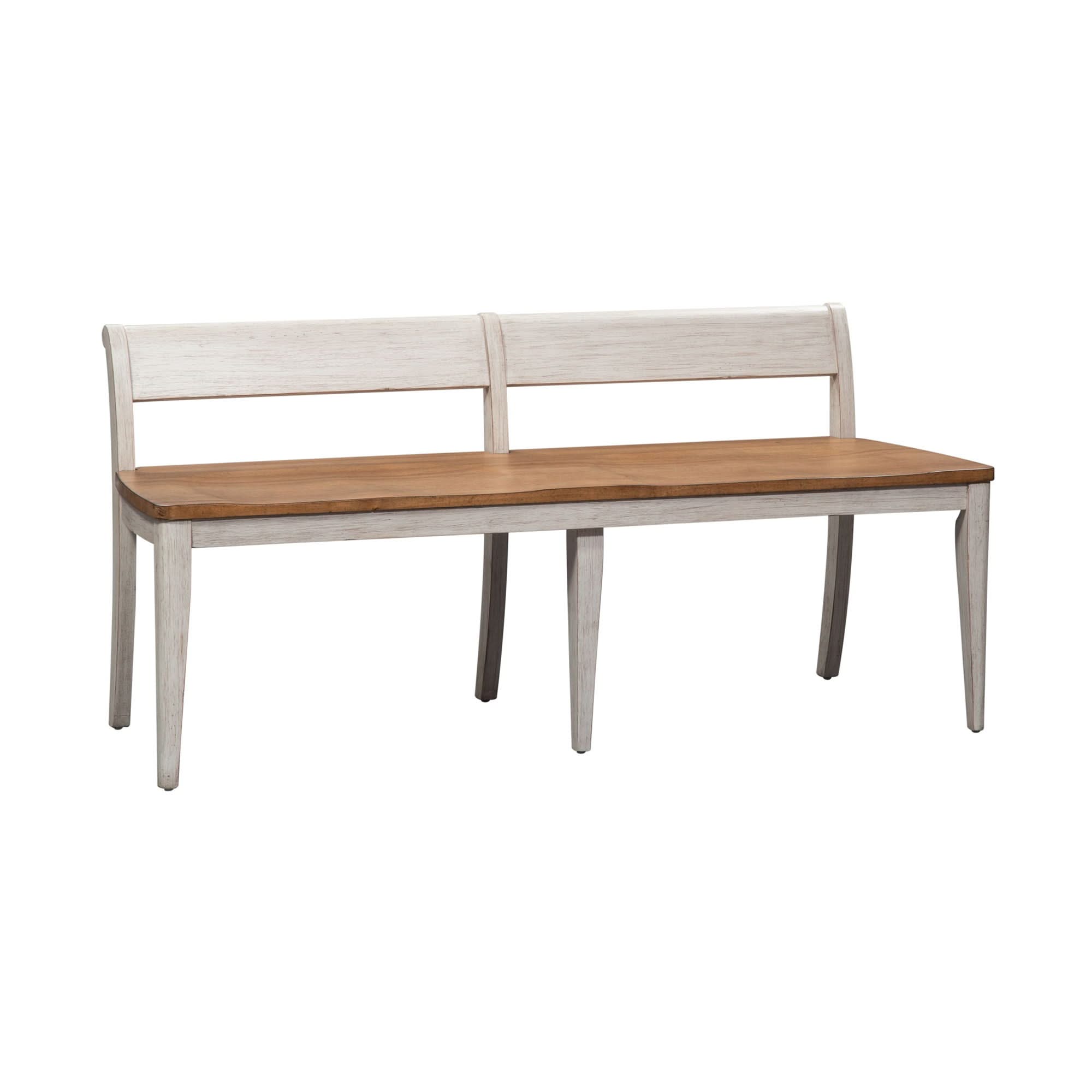 Farmhouse Reimagined - Bench - Antique White / Chestnut Tops