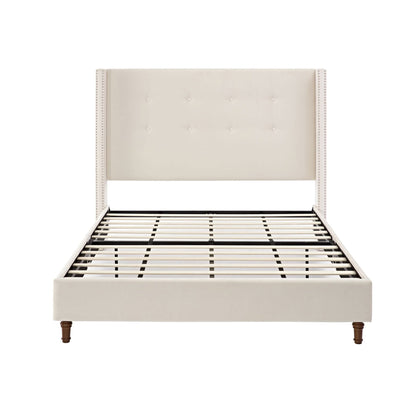 Peyton - Upholstered Bed With 54" High Headboard, Traditional Hand Buttoned Tufting