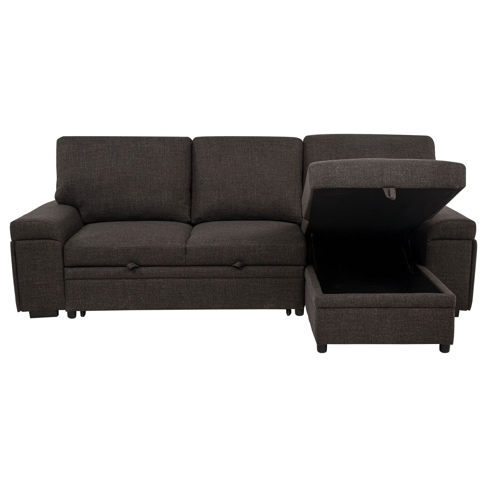 Demko Sleeper Sectional Sofa with Speaker and Storage Chaise Brown