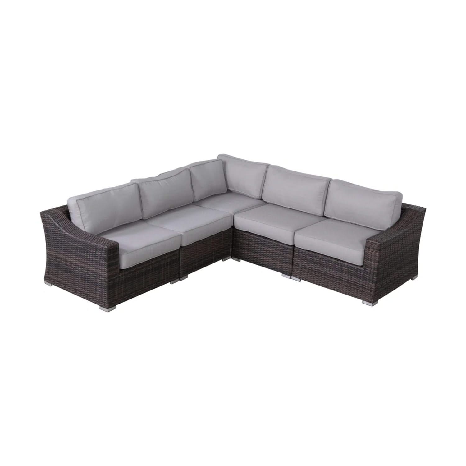 Contemporary Outdoor Rattan Wicker Sectional Seating Group With Cushions