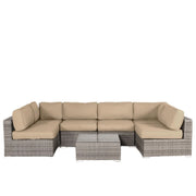 All Weather 6 Person Seating Set With Premium Cushions - Beige