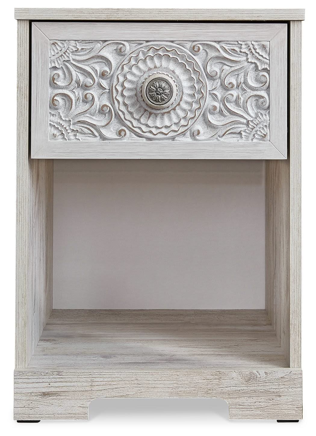 Paxberry - One Drawer Night Stand - Open Cubby - Whitewash