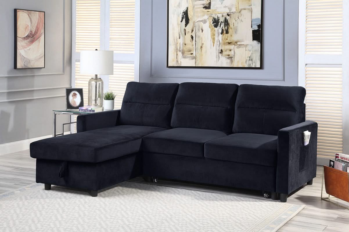 Ivy - Reversible Sleeper Sectional Sofa With Storage Chaise And Side Pocket