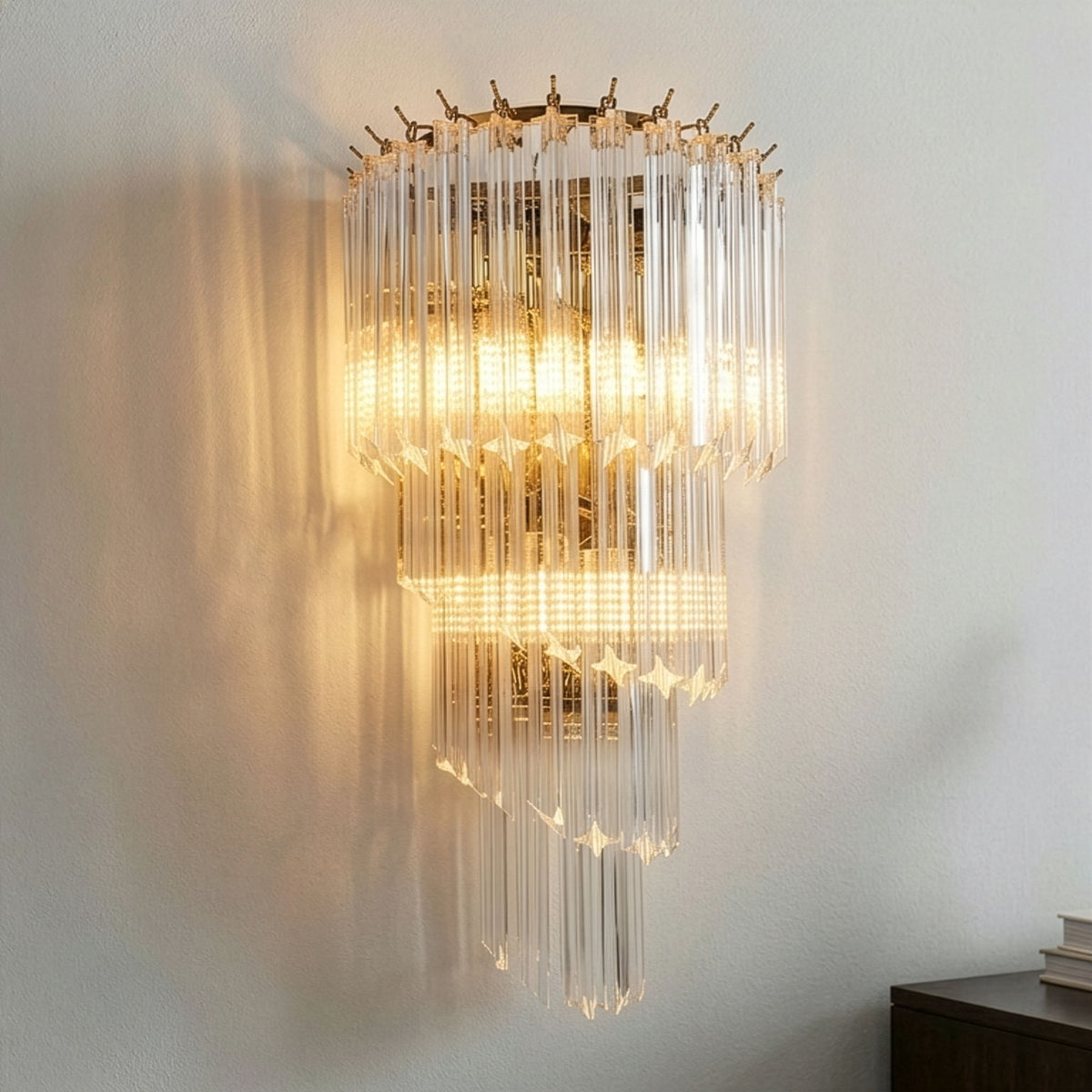 Michael Amini Lighting - Spiral 5-Light 25" Crystal Wall Sconce - Gold / Brown