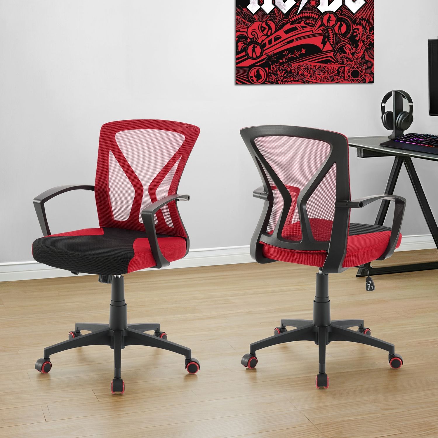 Office Chair With Adjustable Height, Swivel - Black