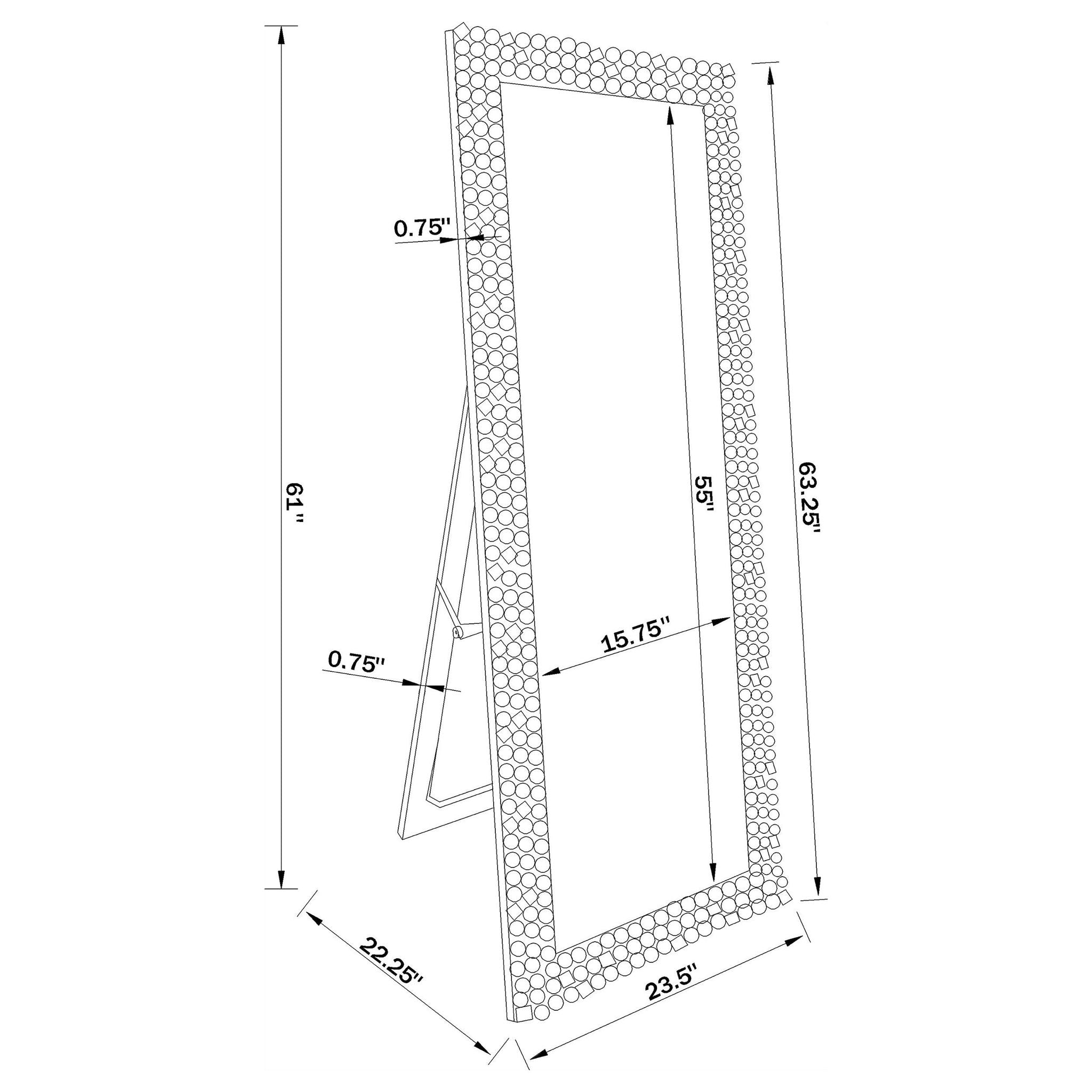Mckay 24 x 63 Inch Acrylic Frame Standing Mirror Smokey Grey