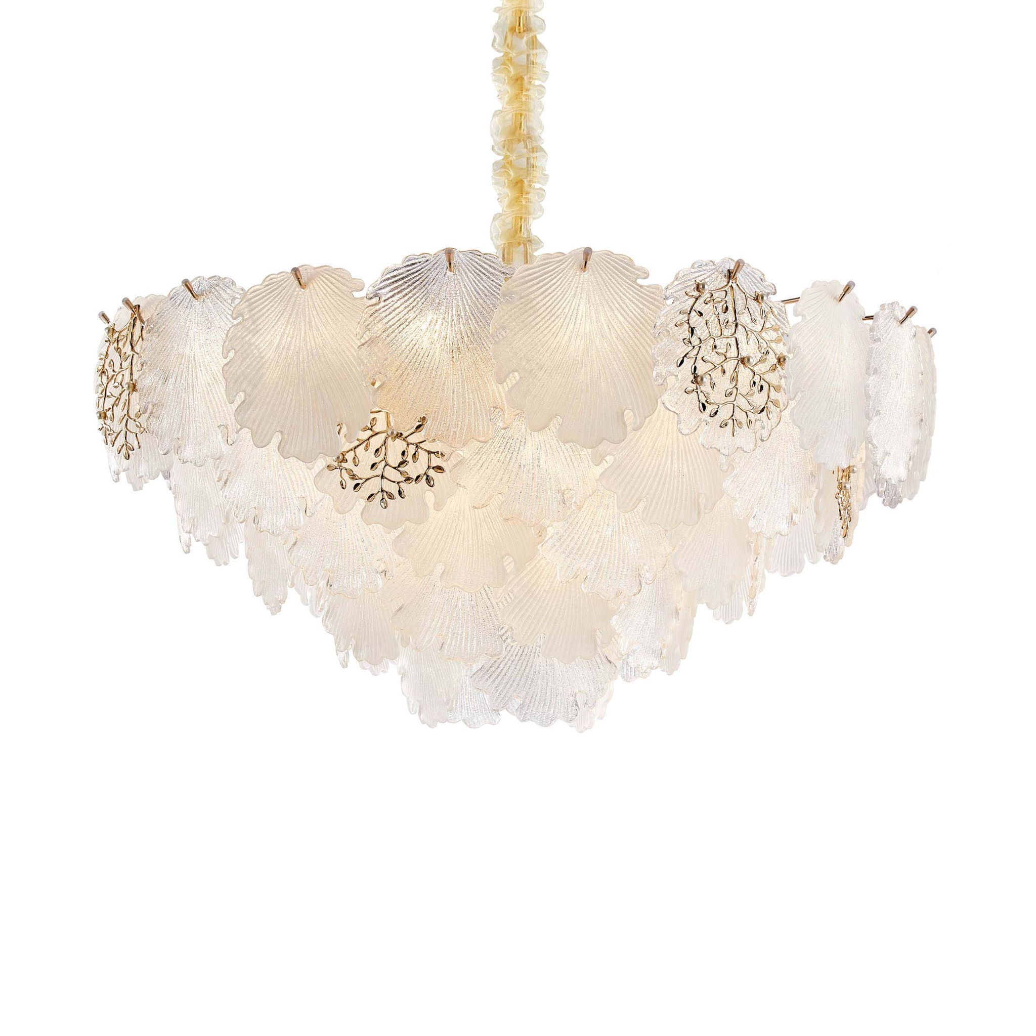 Michael Amini Lighting - Almara 18-Light Frosted Glass Chandelier - Frost / Gold