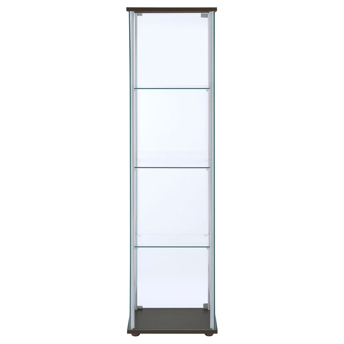 Bellatrix 3-shelf Clear Glass Curio Cabinet Cappuccino