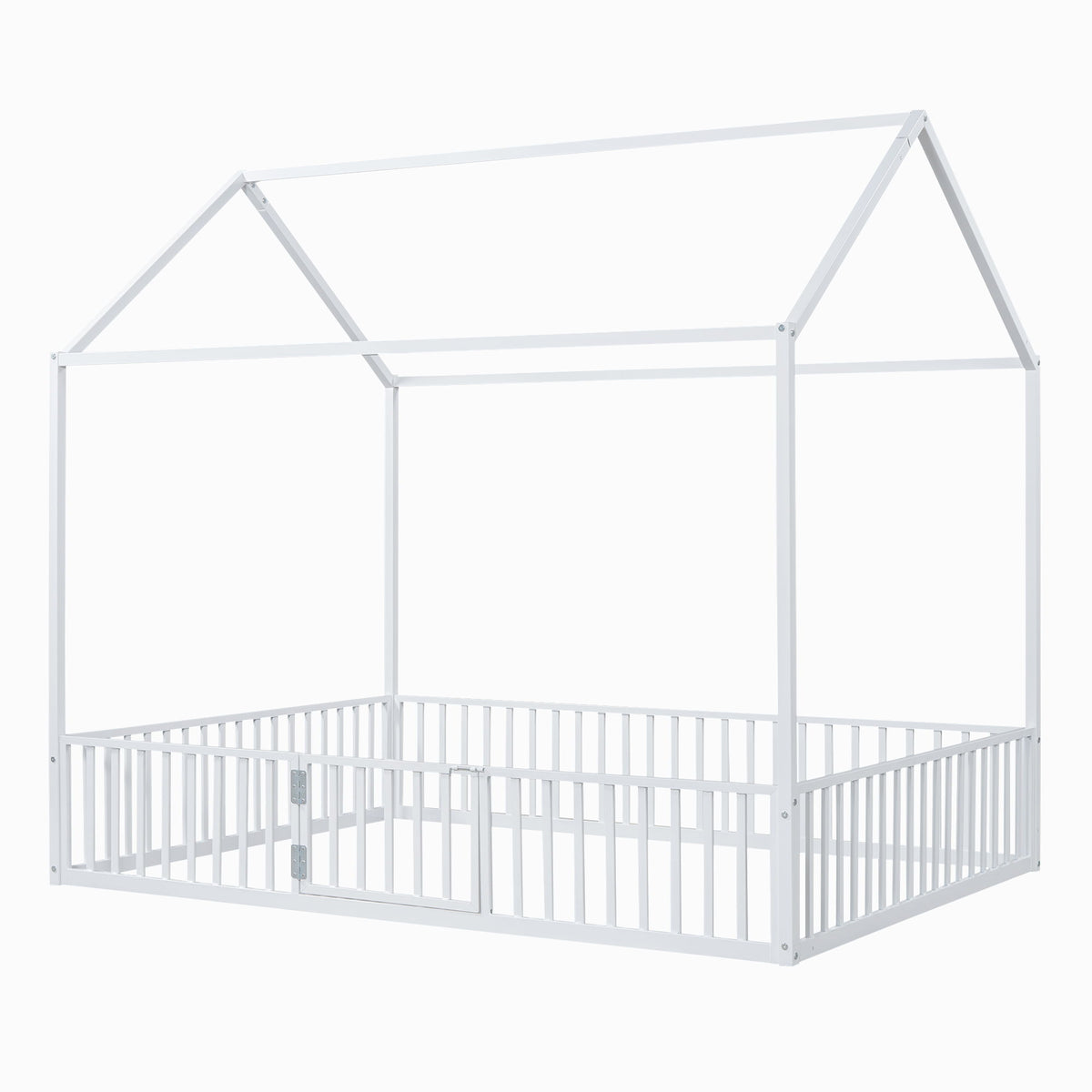 Metal House Bed With Fence And Door