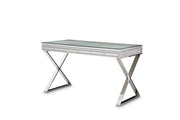 Melrose Plaza - Writing Desk With Glass Top - Dove
