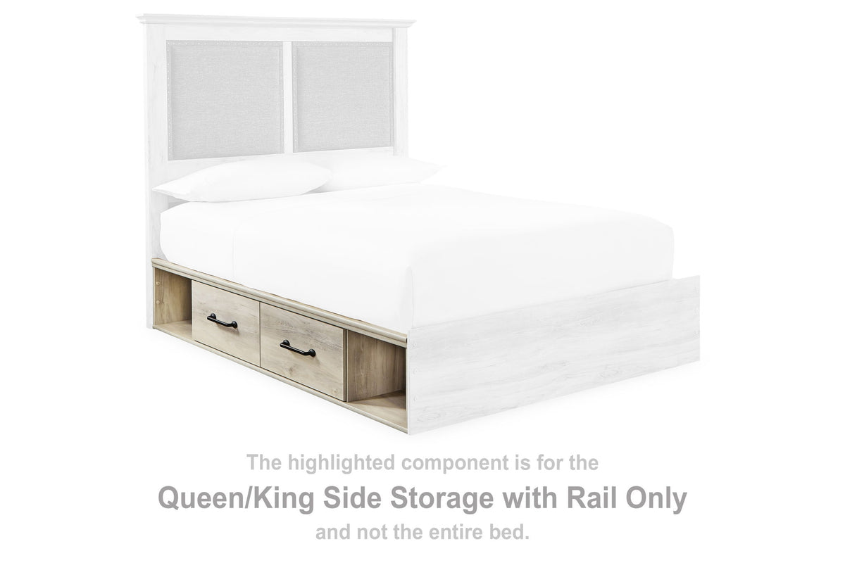 Cambeck - Queen/King Side Storage With Rail - Whitewash