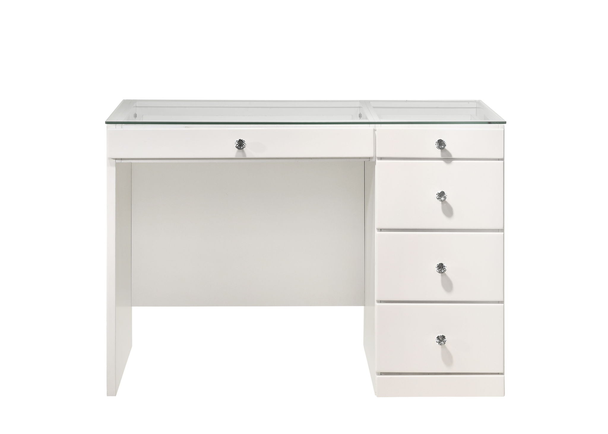 Morgan - Vanity Desk With Glass Top - White